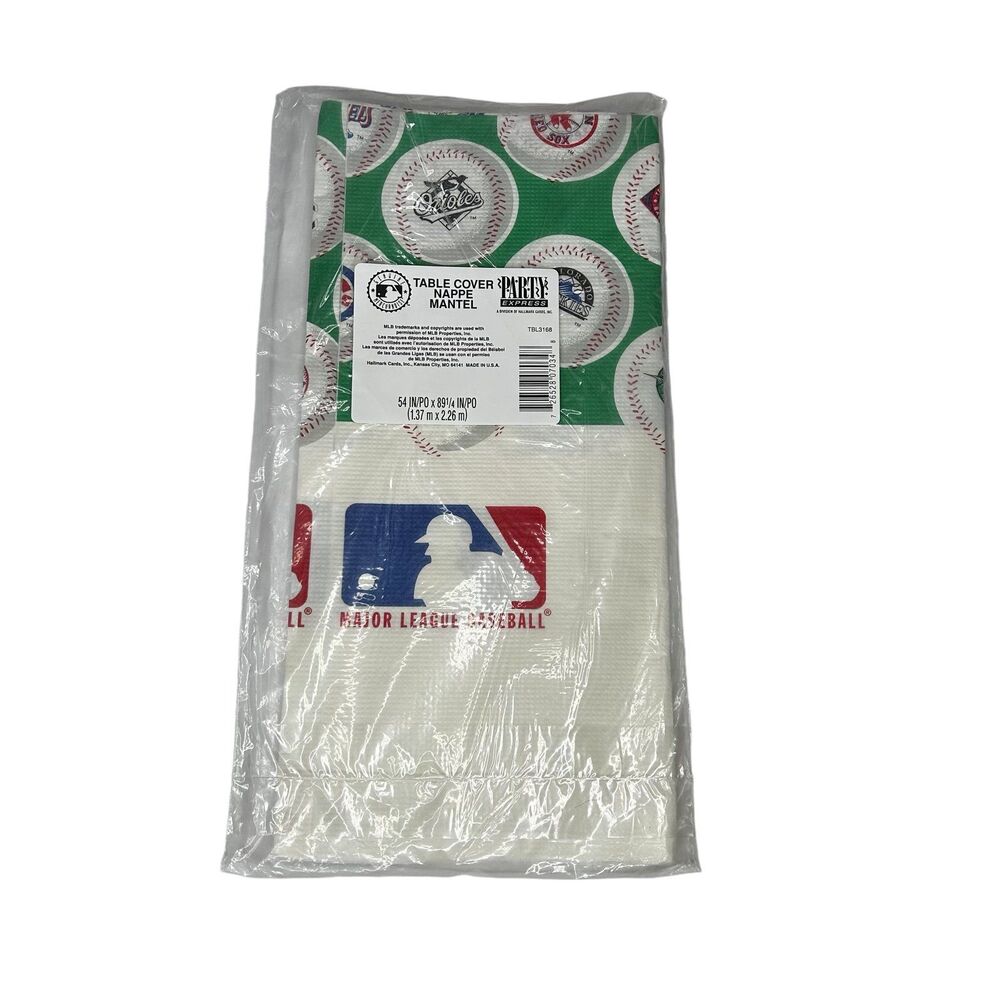 New vintage 90s 1990s MLB party tablecloth 54” x 89”